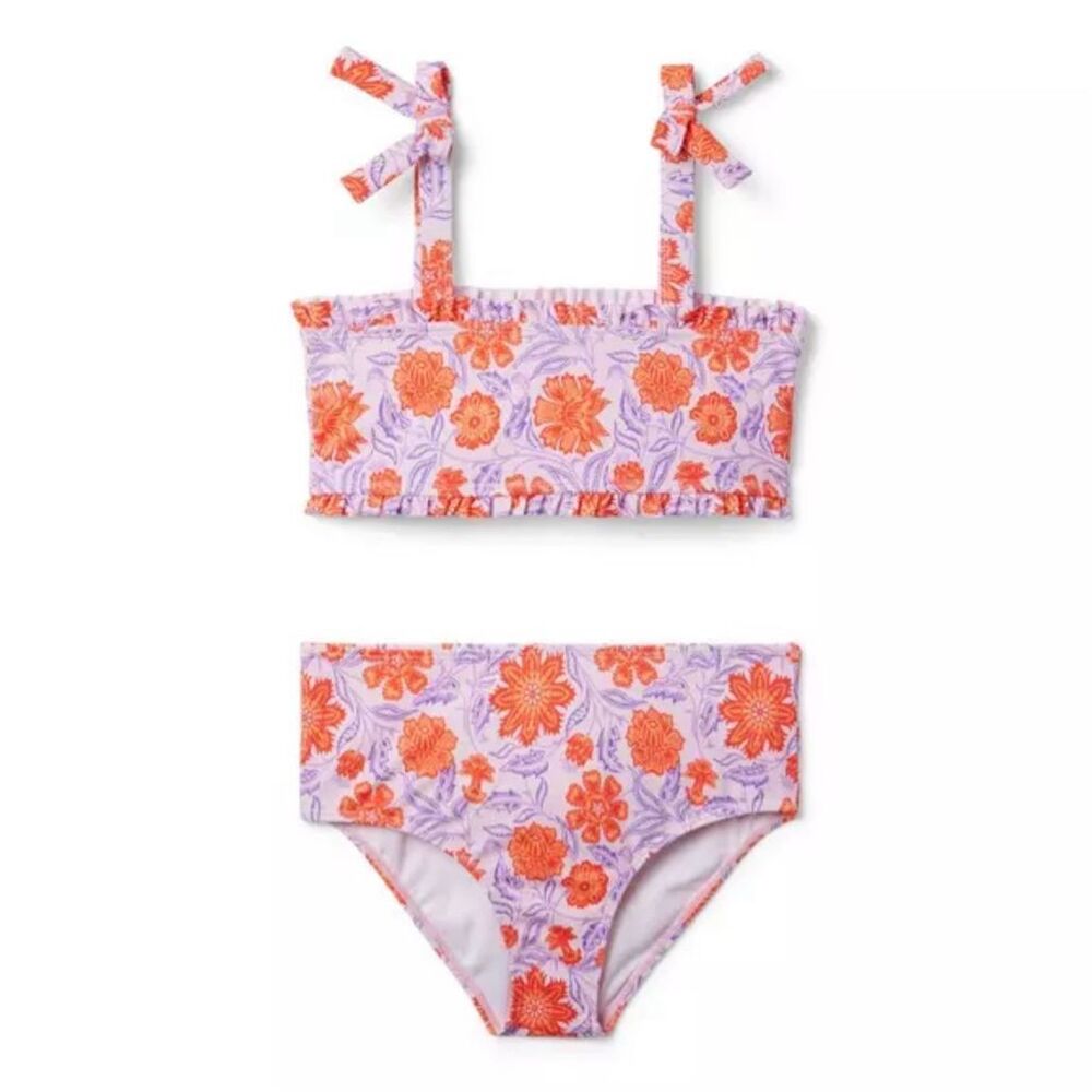 Janie and Jack Recycled Floral Smocked Back 2-Piece Swimsuit Size 18 Girls